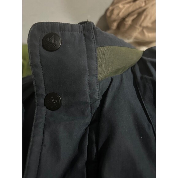 Rainforest Men’s Vintage Down Winter Puffer Parka size L Leather Collar Navy - Picture 6 of 11